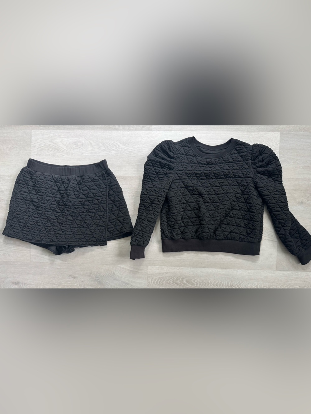 Quilted Black Women's Pullover 2 Piece Set